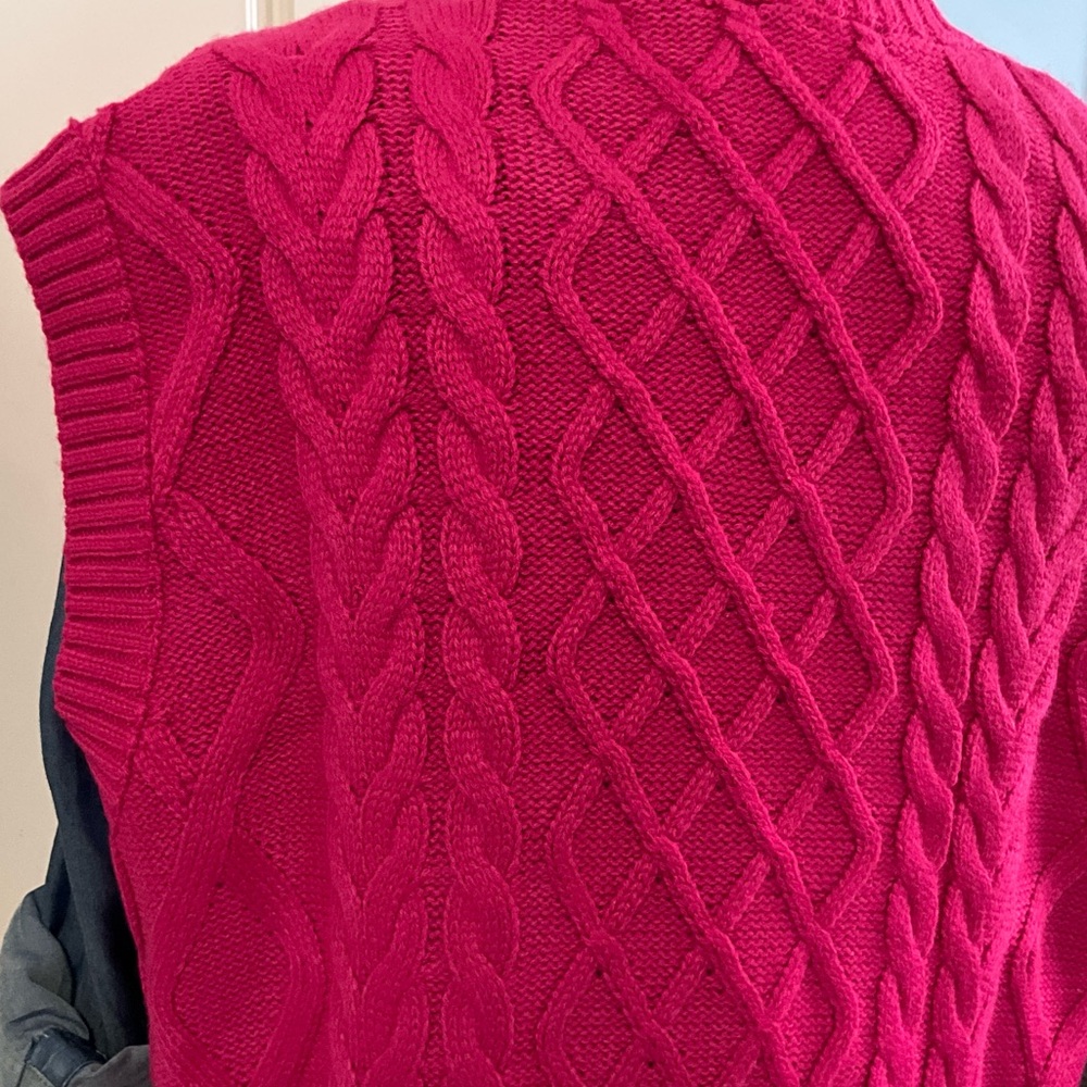 JODIFL Cableknit Sweater Vest Fruit Punch Pink Oversized Vest - Picture 9 of 12